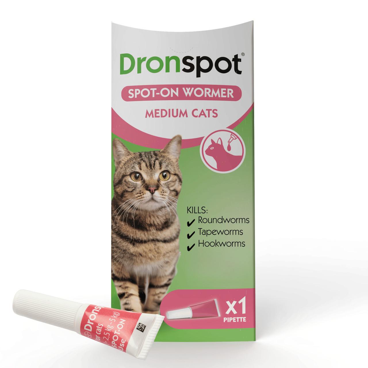 Dronspot Spot On Wormer for Cats Image https://cdn11.bigcommerce.com/s-g585yu857h/images/stencil/1280w/products/13996/28008/Dronspot-Spot-On-Wormer-for-Cats-Medium-Cats-%282.5-to-5kg%29---Single-Pipette__11995.1773235863.jpg1