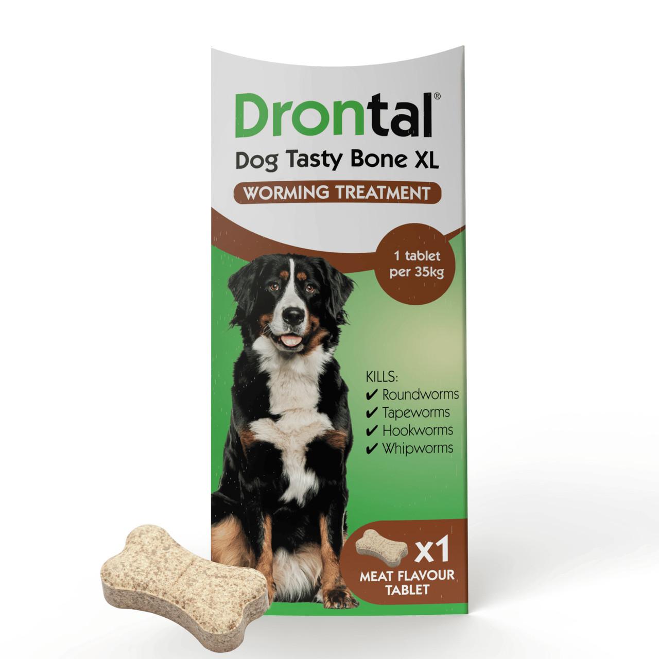 Drontal Tasty Bone XL Wormer Tablets for Dogs (Over 20kg) - Single tablet Image https://cdn11.bigcommerce.com/s-g585yu857h/images/stencil/1280w/products/14027/28011/Drontal-Tasty-Bone-XL-Wormer-Tablets-for-Dogs-%28Over-20kg%29-Single-Tablet-for-Larg__82733.1779273994.jpg1