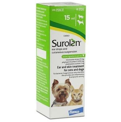 Surolan Ear Drops for Cats and Dogs Image https://cdn11.bigcommerce.com/s-g585yu857h/images/stencil/1280w/products/14107/24290/Surolan-Ear-Drops-for-Cats-and-Dogs-15ML__89291.1764229505.jpg1