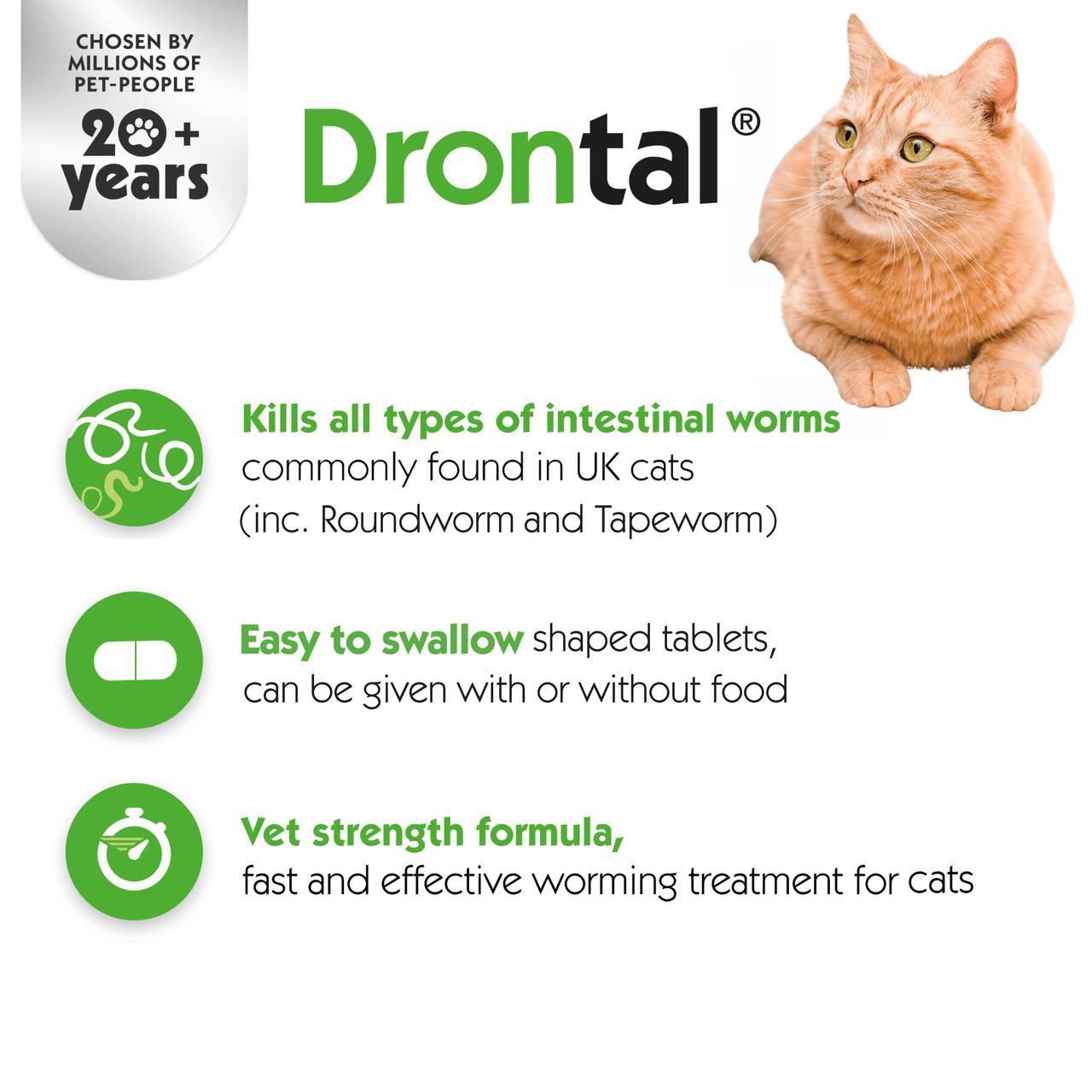 Drontal Wormer Tablets for Small & Medium Cats - Single tablet Image https://cdn11.bigcommerce.com/s-g585yu857h/images/stencil/1280w/products/14121/31663/Drontal_Wormer_Tablets_for_Small_Medium_Cats_-_Single_tablet_04__78302.1779881751.jpg1