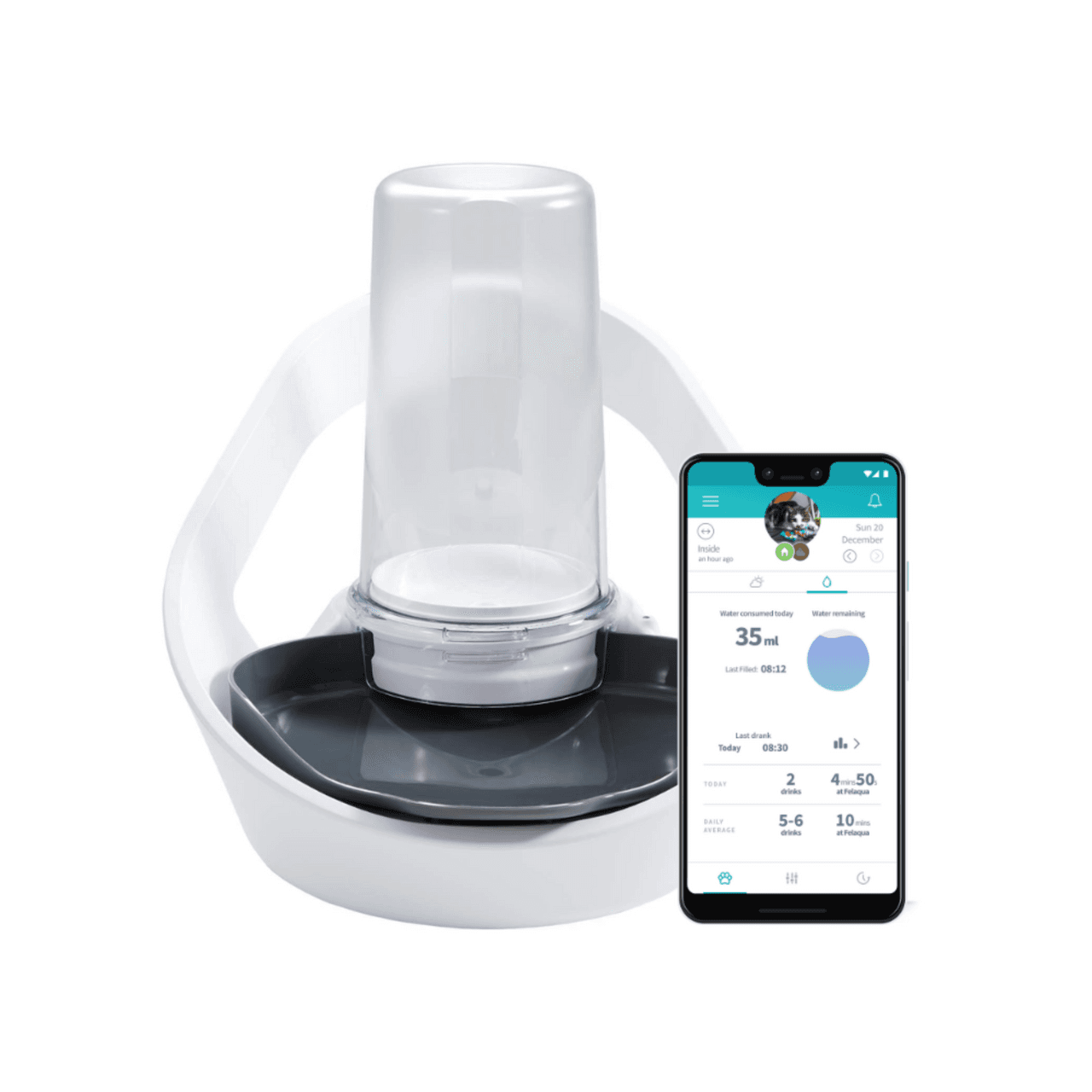 Sure Petcare Felaqua Connect Pet Water Bowl - White Image https://cdn11.bigcommerce.com/s-g585yu857h/images/stencil/1280w/products/14171/24499/Felaqua-Connect__56767.1764229633.png1