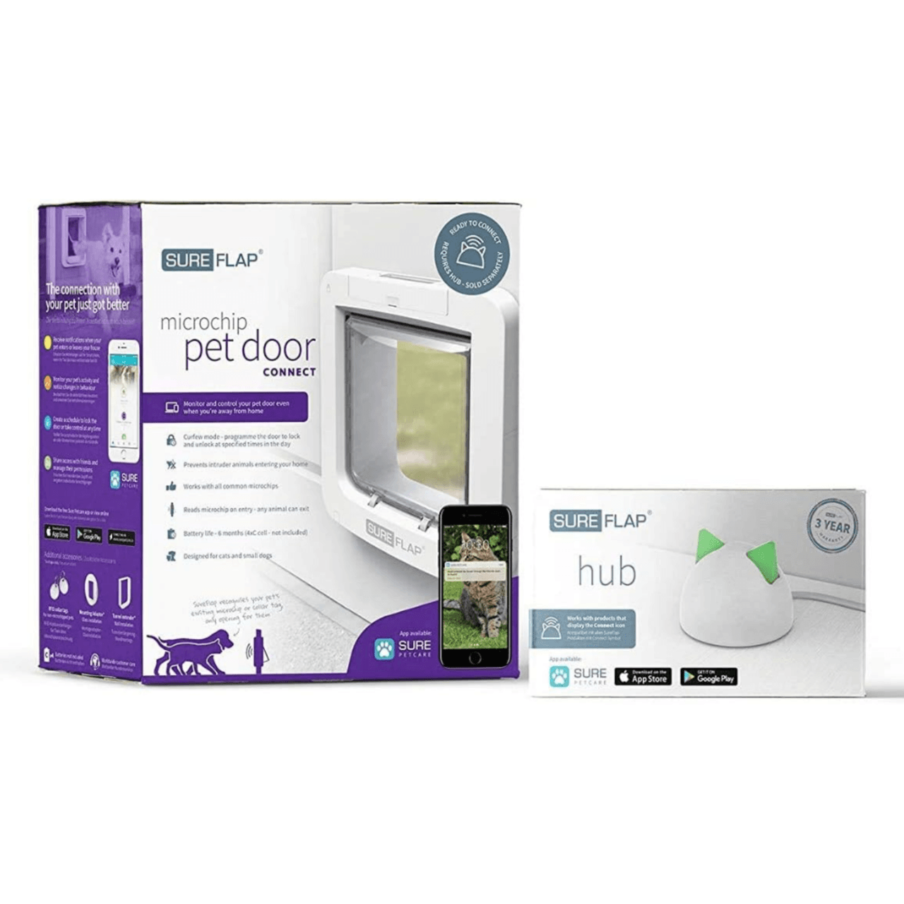 SureFlap Microchip Pet Door Connect - White and Hub Image https://cdn11.bigcommerce.com/s-g585yu857h/images/stencil/1280w/products/14203/24515/Microchip-Pet-Door-Connect---White-and-Hub__22368.1764229644.png1