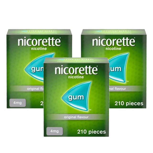 Nicorette Original 4mg Gum 12 Week Bundle 3 x 210 Pieces Image 1
