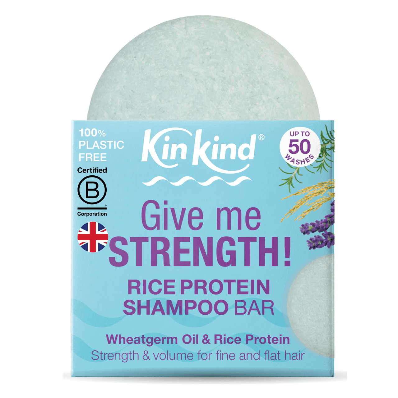 KinKind Give me STRENGTH! Shampoo Bar Rice Protein 50g Image 1