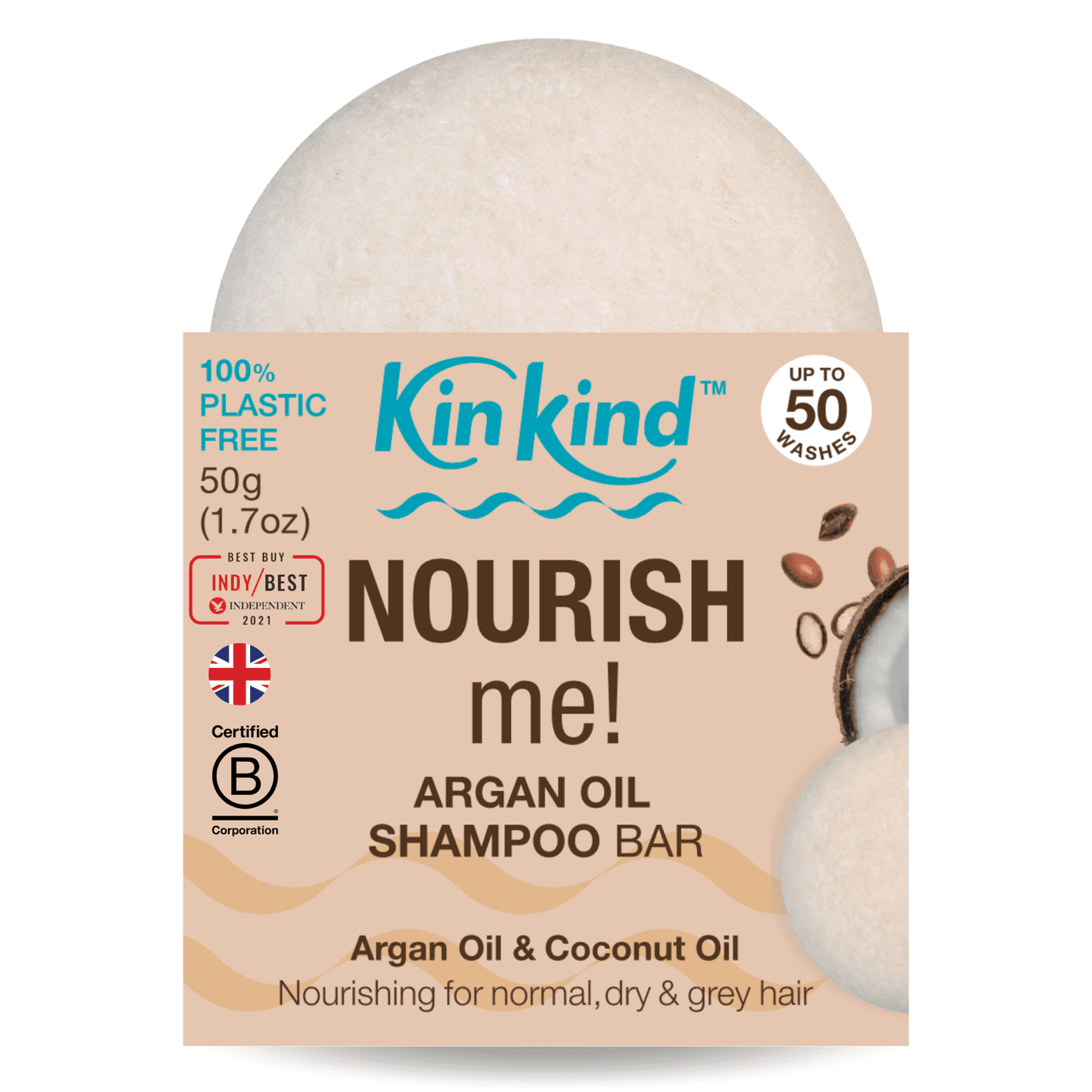 KinKind NOURISH me! Shampoo Bar Argan 50g Image 1
