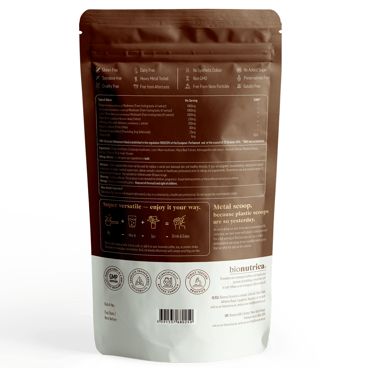 BioCuria Adaptogen Mushroom Coffee, Focus & Stress Support, 240gms Image https://cdn11.bigcommerce.com/s-g585yu857h/images/stencil/1280w/products/14352/25019/5391537680250_2__52735.1783595310.png1