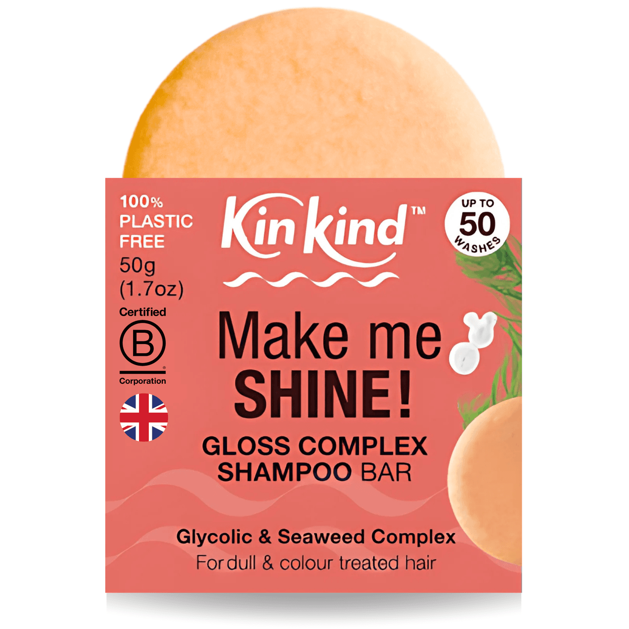 KinKind Make me SHINE! Gloss Complex Shampoo Bar Seaweed 50g Image 1