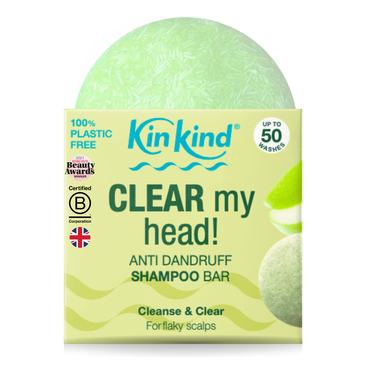 KinKind CLEAR my head! Anti Dandruff Shampoo Bar Apple 50g Image 1