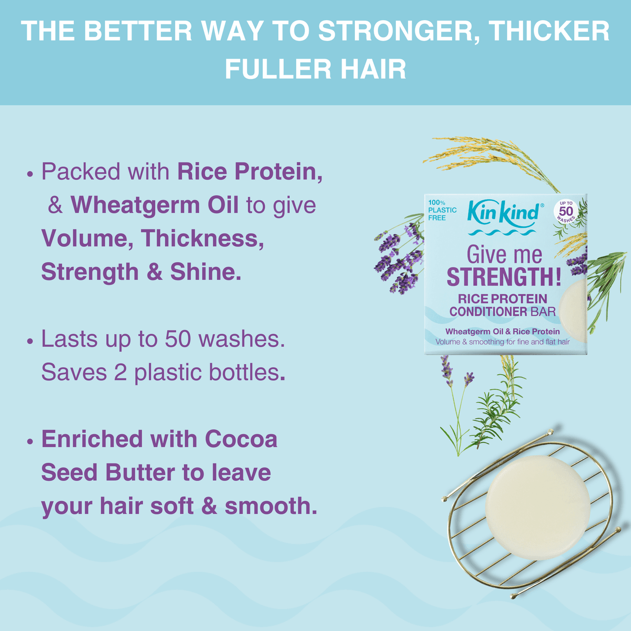 KinKind Give me STRENGTH! Conditioner Bar Rice Protein 40g Image https://cdn11.bigcommerce.com/s-g585yu857h/images/stencil/1280w/products/14378/24956/163876_B__42494.1783595325.png1