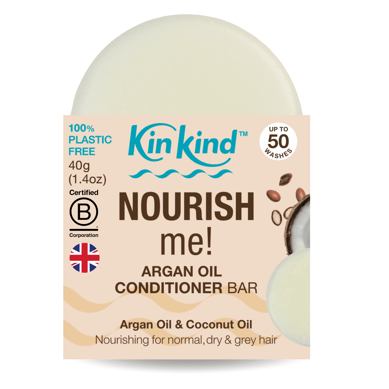 KinKind NOURISH me! Conditioner Bar Argan Oil 40g Image 1