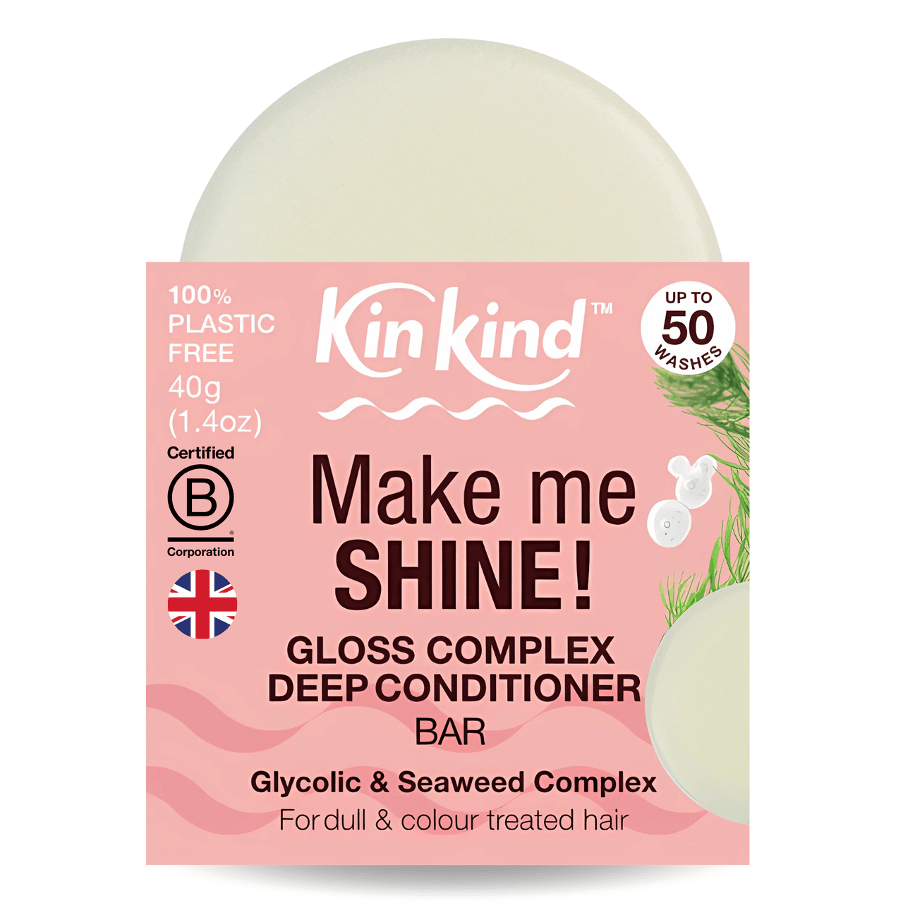 KinKind Make me SHINE! Gloss Complex Conditioner Bar Seaweed 40g Image 1