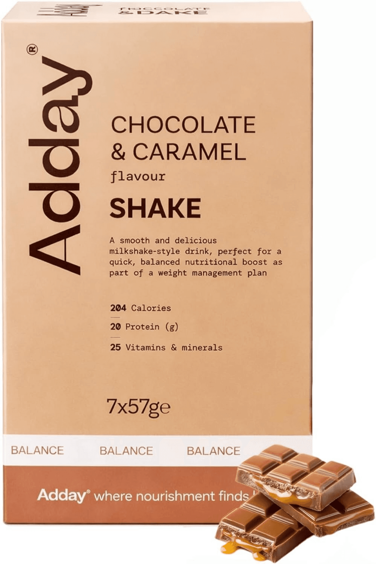 Adday Chocolate & Caramel Flavoured Shake 7 Sachets Image 1