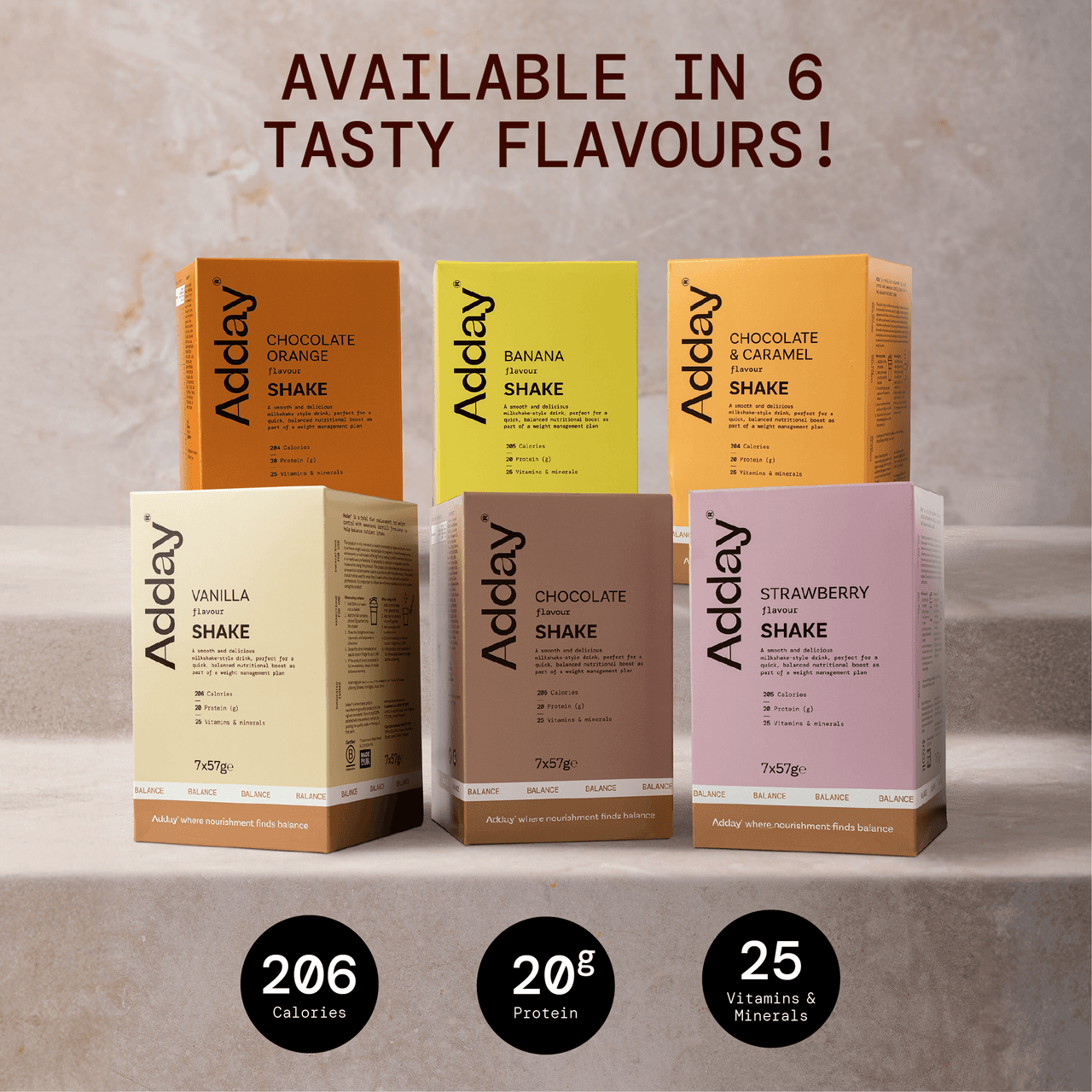 Adday Chocolate & Caramel Flavoured Shake 7 Sachets Image https://cdn11.bigcommerce.com/s-g585yu857h/images/stencil/1280w/products/14396/28487/Adday_Chocolate_and_Caramel_Shake_7__98305.1783595390.png1