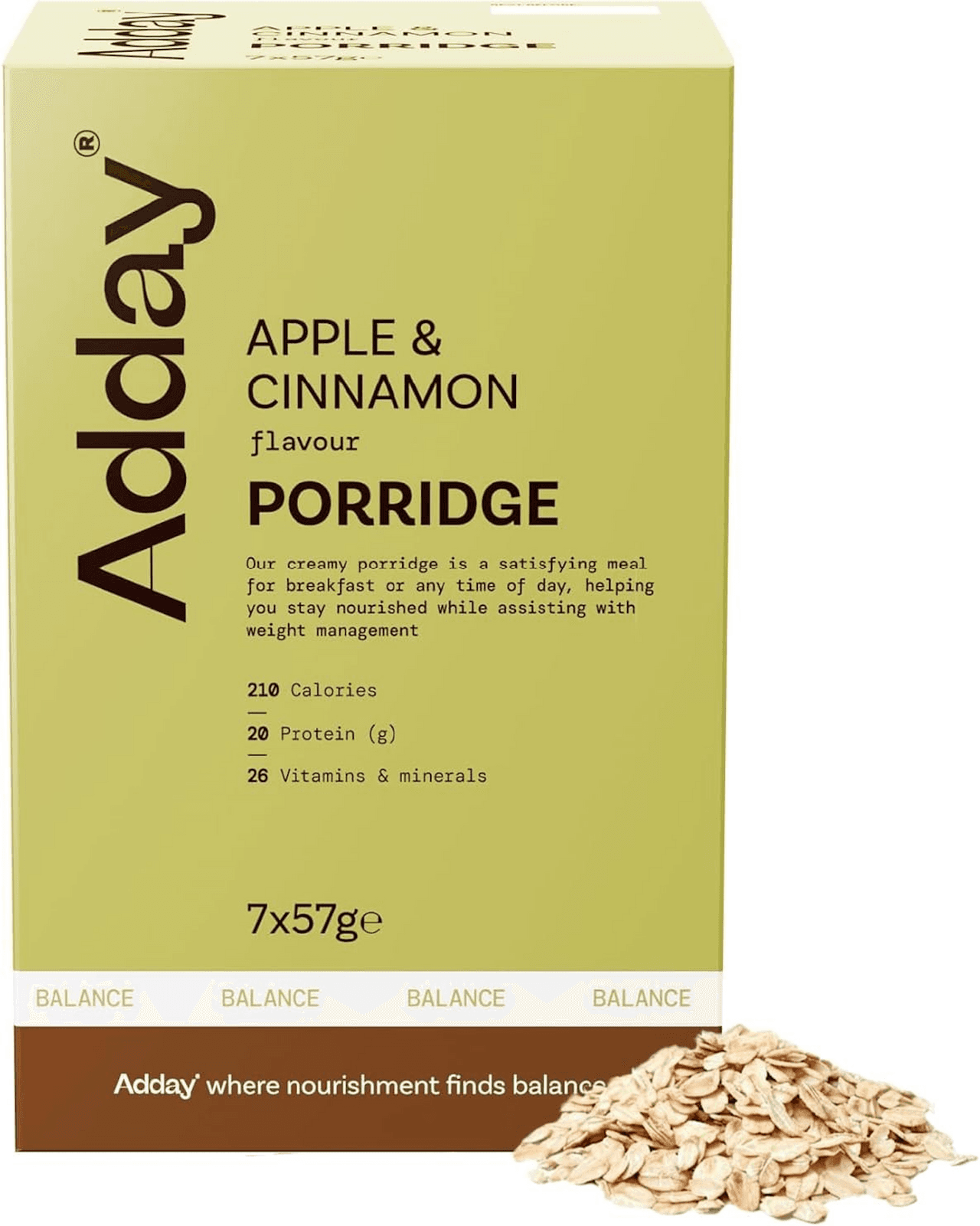 Adday Apple & Cinnamon Flavoured Oat Porridge 7 Sachets Image 1