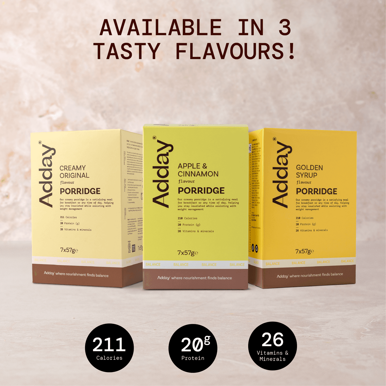 Adday Apple & Cinnamon Flavoured Oat Porridge 7 Sachets Image https://cdn11.bigcommerce.com/s-g585yu857h/images/stencil/1280w/products/14428/28446/Adday_Apple_and_Cinnamon_Porridge_7__05714.1783595469.png1