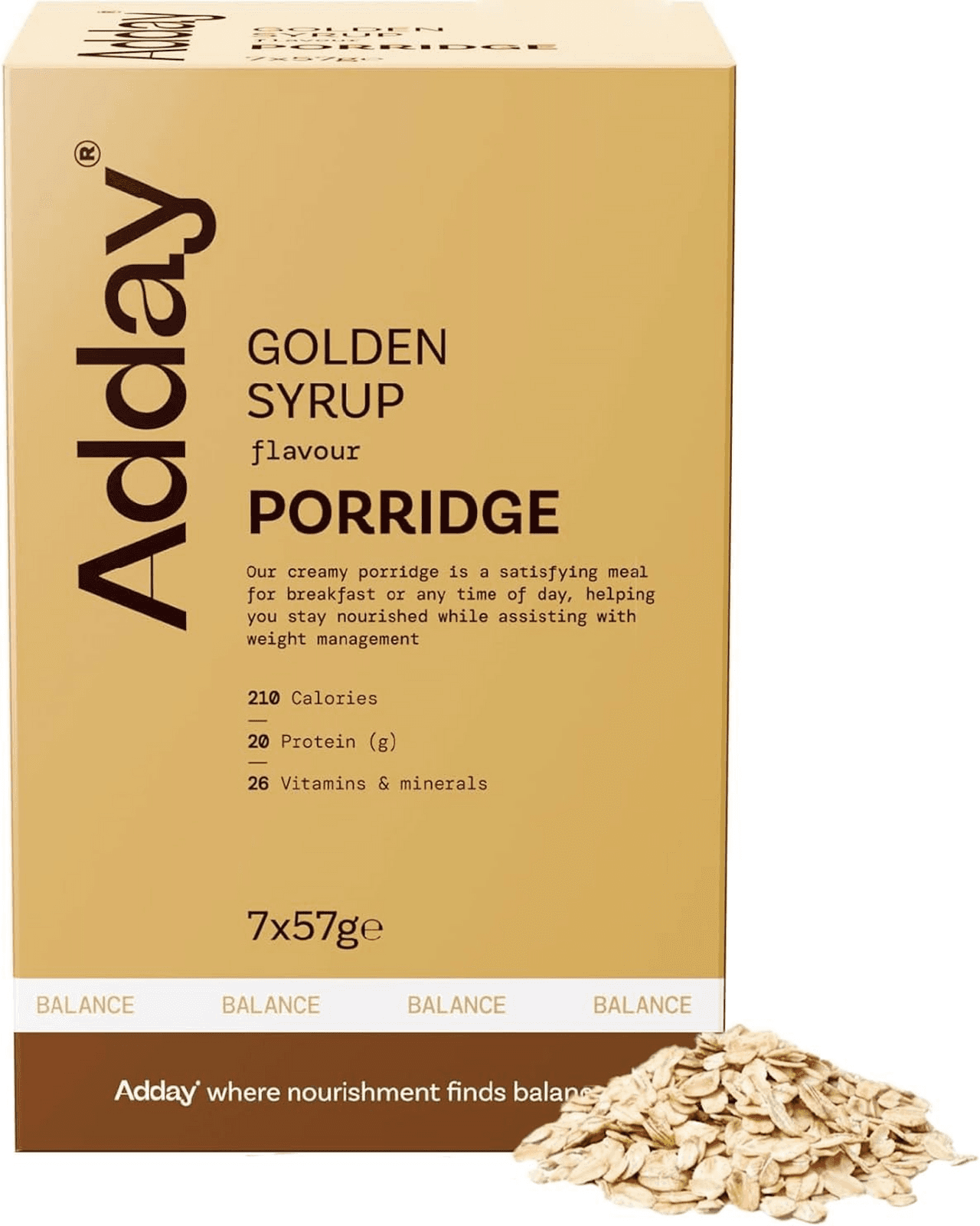Adday Golden Syrup Flavoured Oat Porridge 7 Sachets Image 1