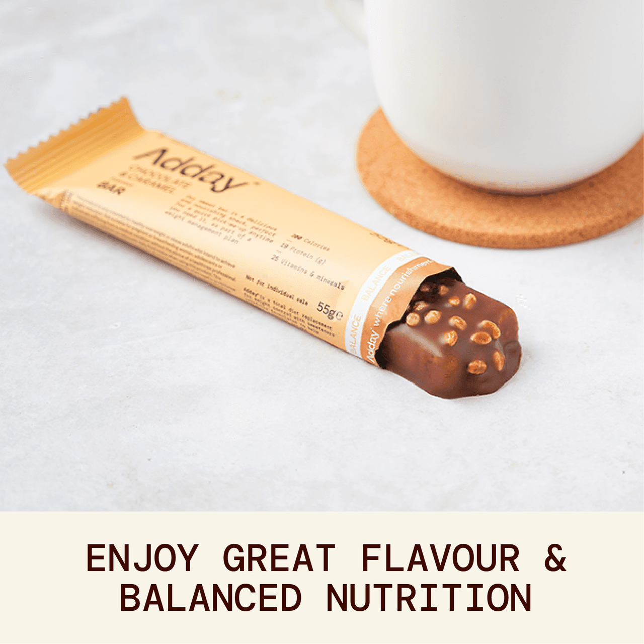 Adday Chocolate & Caramel Flavoured Bars 7 Bars Image https://cdn11.bigcommerce.com/s-g585yu857h/images/stencil/1280w/products/14455/28418/Adday_Chocolate_and_Caramel_Bar_4__55691.1783595415.png1