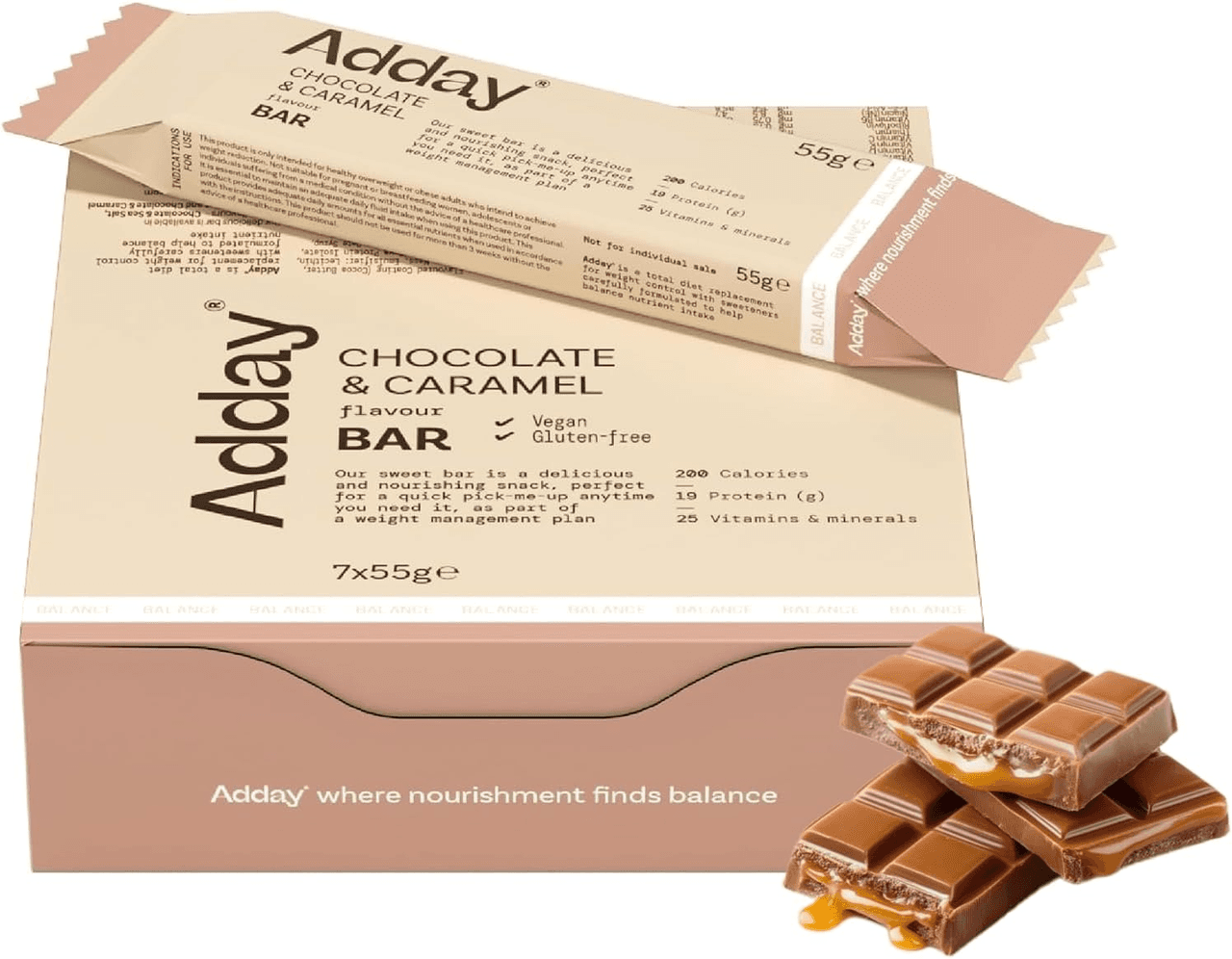 Adday Chocolate & Caramel Flavoured Bars 7 Bars Image 1