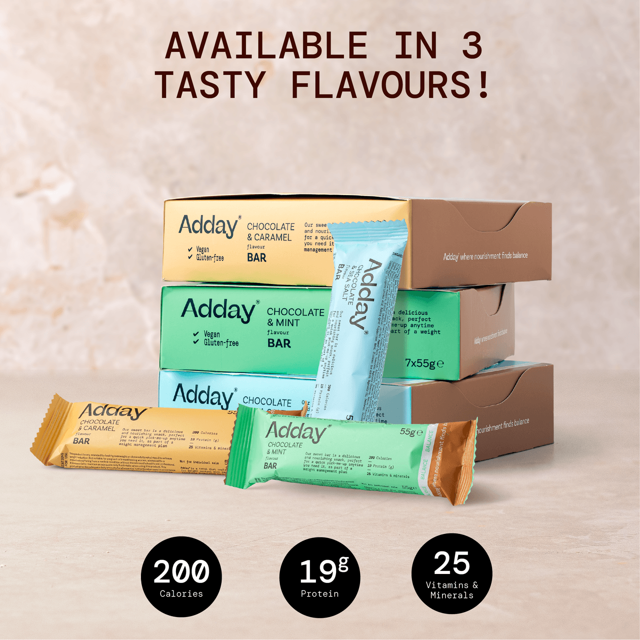 Adday Chocolate & Caramel Flavoured Bars 7 Bars Image https://cdn11.bigcommerce.com/s-g585yu857h/images/stencil/1280w/products/14455/28422/Adday_Chocolate_and_Caramel_Bar_7__16021.1773757310.png1