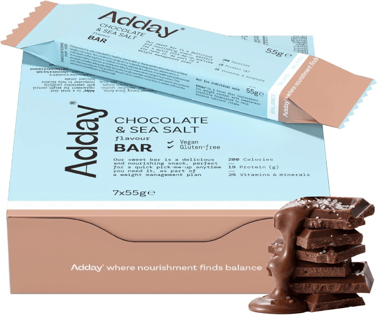 Adday Chocolate & Sea Salt Flavoured Bars 7 Bars Image 1
