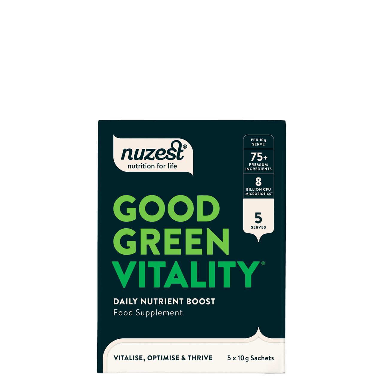 Nuzest Good Green Vitality 5x10g Sachet Box Image 1