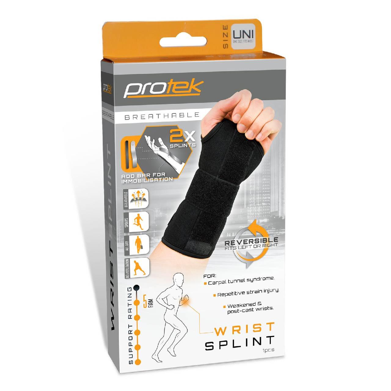 Protek Wrist Splint - One Size (fits left or right hand) For Carpal Tunnel Syndrome or Post Fracture Support Image 1