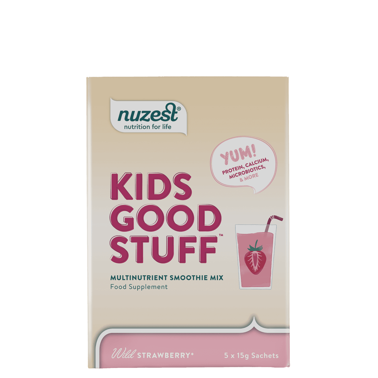 Nuzest Kids Good Stuff Wild Strawberry 5 x 15g Sachet Box Image 1