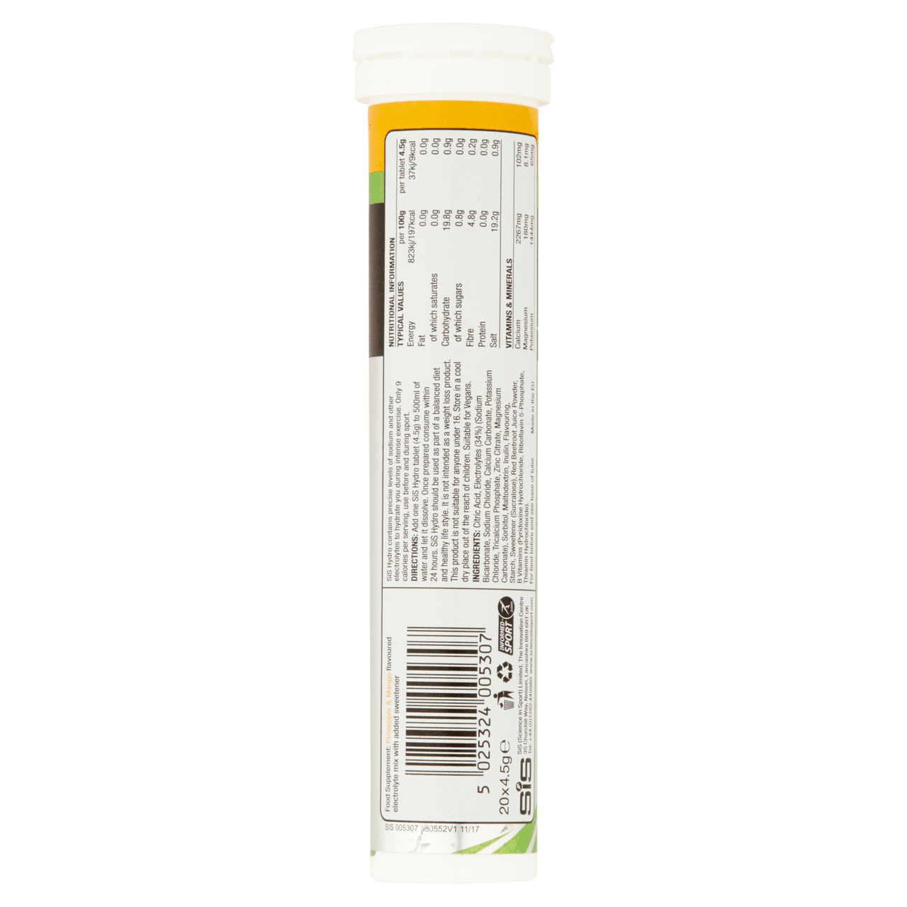 SiS GO Hydro Hydration Tablets Pineapple and Mango 20x4.2g Image https://cdn11.bigcommerce.com/s-g585yu857h/images/stencil/1280w/products/14586/25532/5025324005307_T72__27443.1765816146.png1