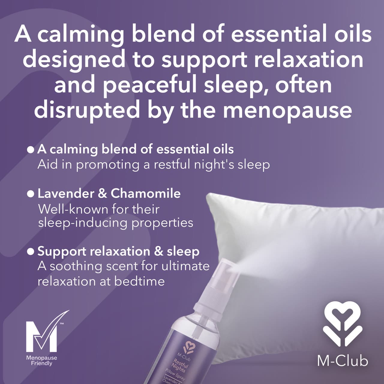 M-Club Restful Nights Pillow Spray 50ml Image https://cdn11.bigcommerce.com/s-g585yu857h/images/stencil/1280w/products/14665/25927/1.01-2000x2000-TheBodyDoctor-TG-293639__83262.1783595677.jpg1
