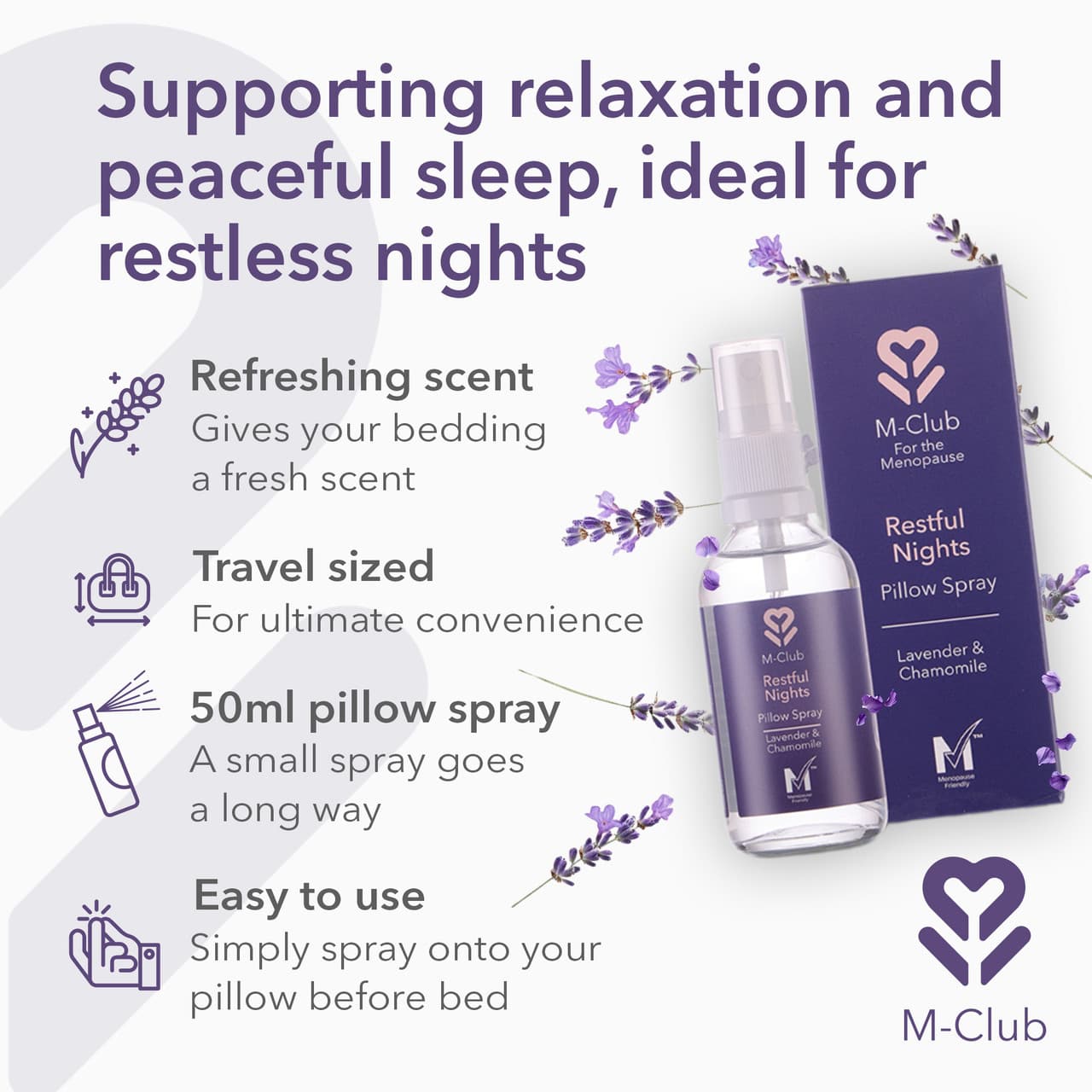 M-Club Restful Nights Pillow Spray 50ml Image https://cdn11.bigcommerce.com/s-g585yu857h/images/stencil/1280w/products/14665/25929/3.01-2000x2000-TheBodyDoctor-TG-293639__51077.1785920132.jpg1