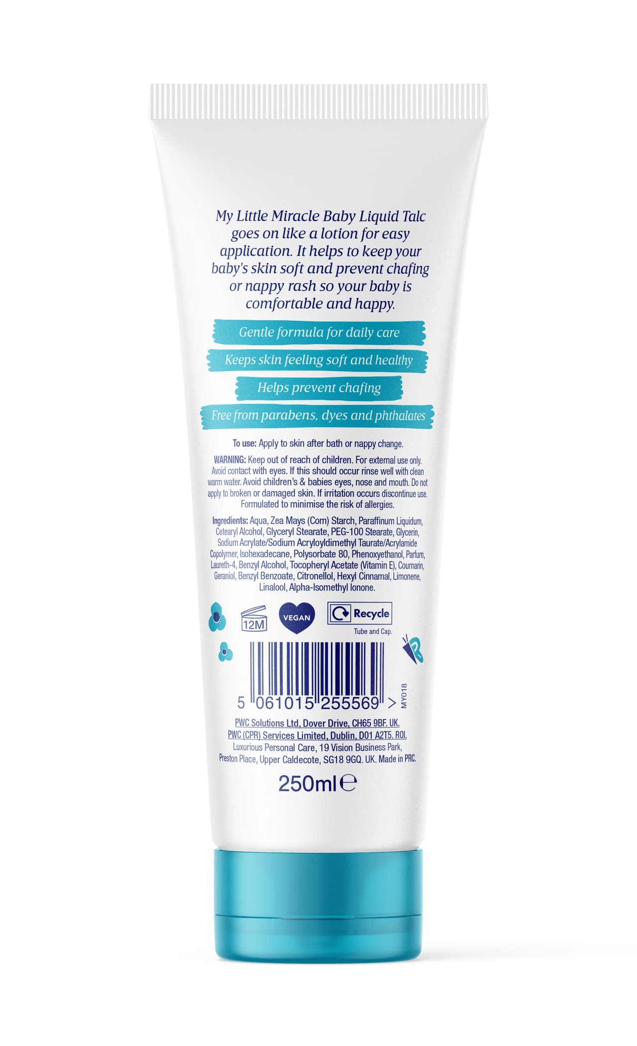 My Little Miracle 250ml Liquid Talc Image https://cdn11.bigcommerce.com/s-g585yu857h/images/stencil/1280w/products/14700/25881/5061015255569_-_2__52677.1785920051.jpg1