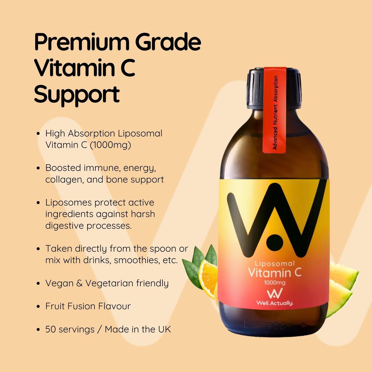 Well. Actually. Liposomal Vitamin C 1000mg, Fruit Fusion Flavour, 250ml Image https://cdn11.bigcommerce.com/s-g585yu857h/images/stencil/1280w/products/14711/26120/5060298860798_4__59930.1783595755.jpg1
