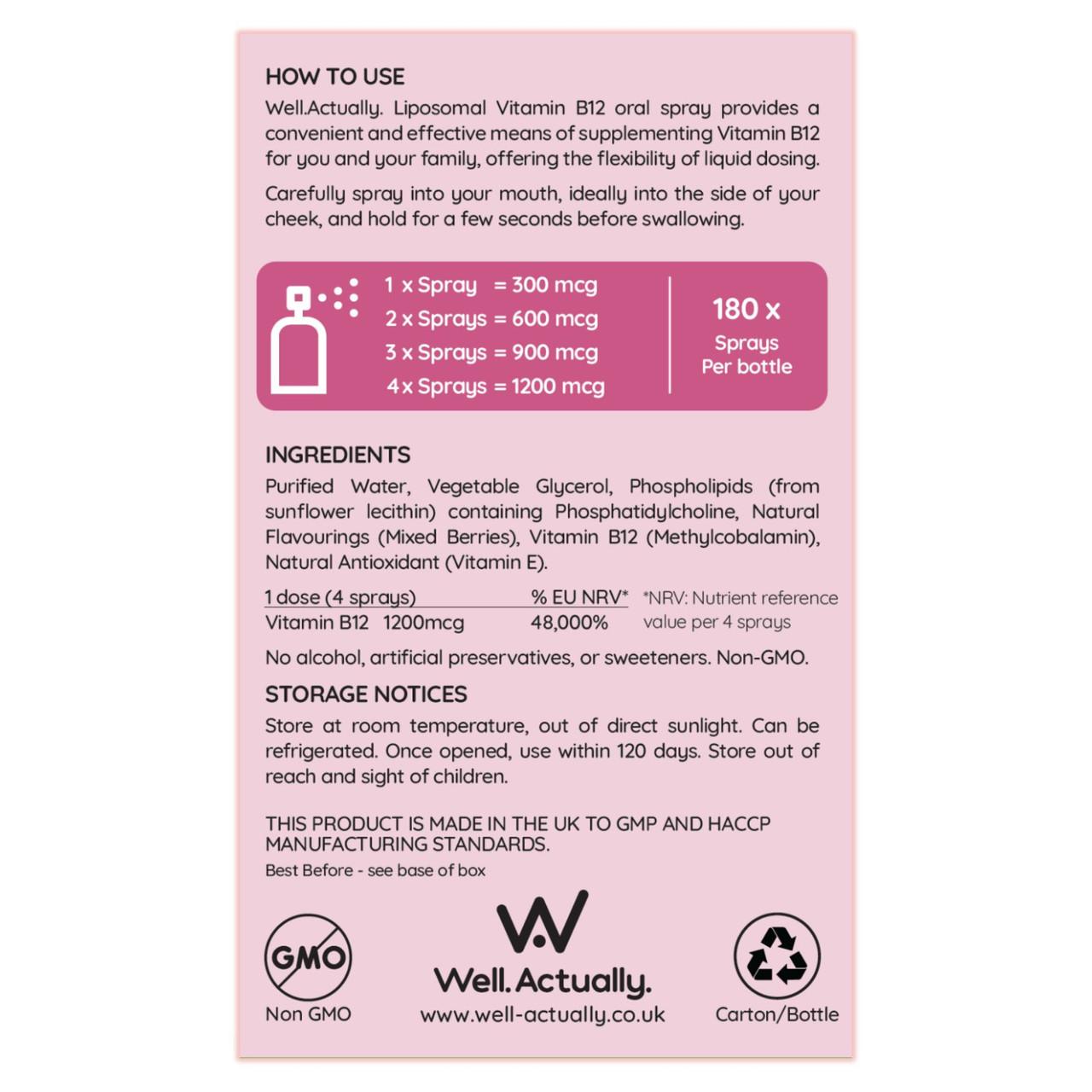 Well. Actually. Liposomal Vitamin B12 Spray 300-1200mcg, Very Berry Flavour, 25ml Image https://cdn11.bigcommerce.com/s-g585yu857h/images/stencil/1280w/products/14712/26202/5060298861870_2__53117.1768898993.jpg1