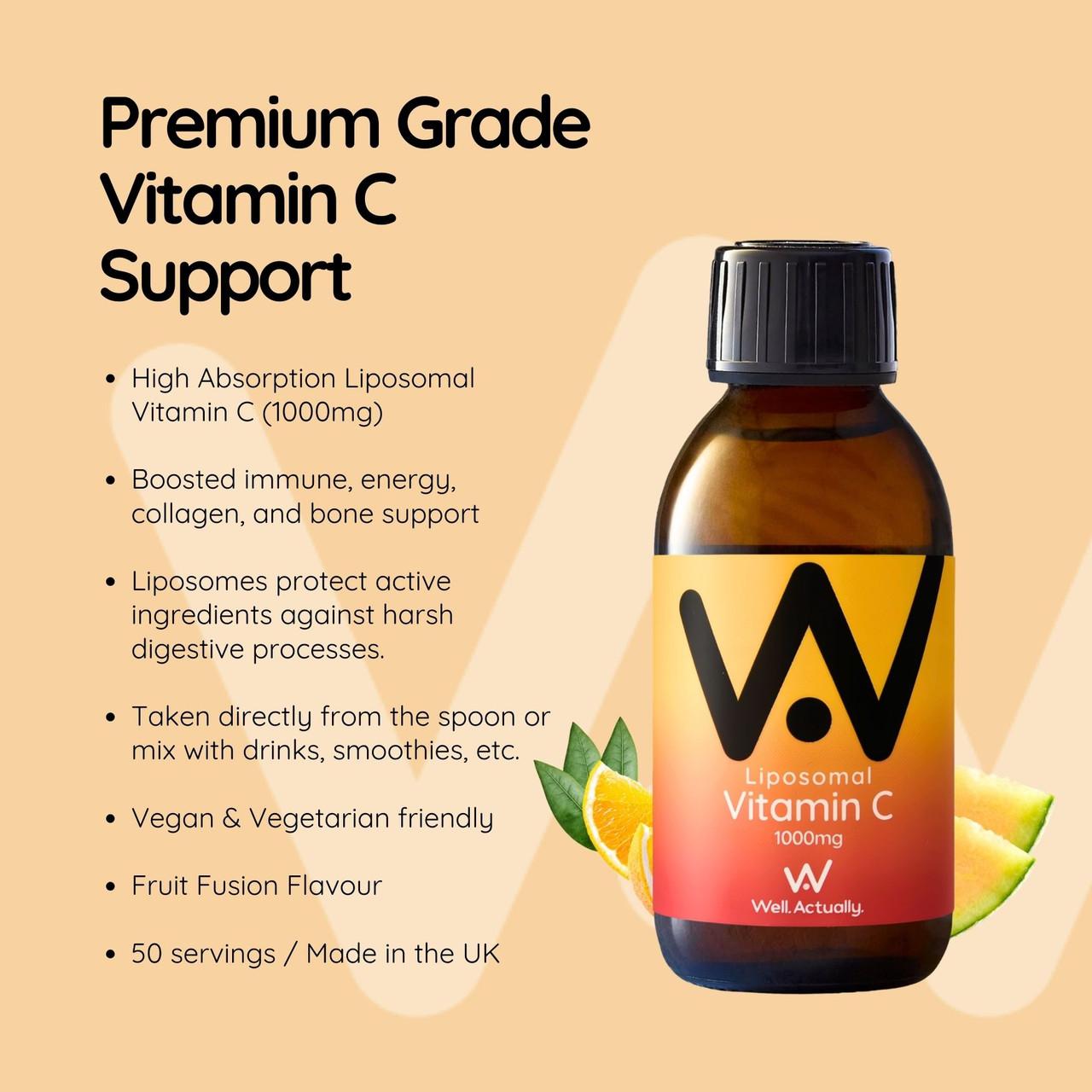 Well. Actually. Liposomal Vitamin C 1000mg Fruit Fusion Flavour, 150ml Image https://cdn11.bigcommerce.com/s-g585yu857h/images/stencil/1280w/products/14719/26131/5060298861764_4__06225.1768822734.jpg1