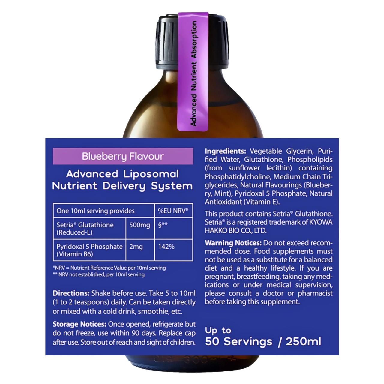 Well. Actually. Liposomal Glutathione 500mg, Blueberry Flavour, 250ml Image https://cdn11.bigcommerce.com/s-g585yu857h/images/stencil/1280w/products/14724/26139/5060298860774_2__60626.1768831508.jpg1