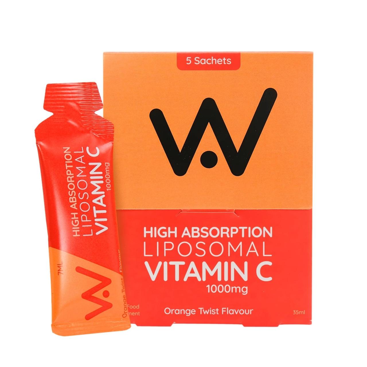Well. Actually. Liposomal Vitamin C Sachets 5 Pack 1000mg, Orange Twist Flavour, 5 Satches Image 1
