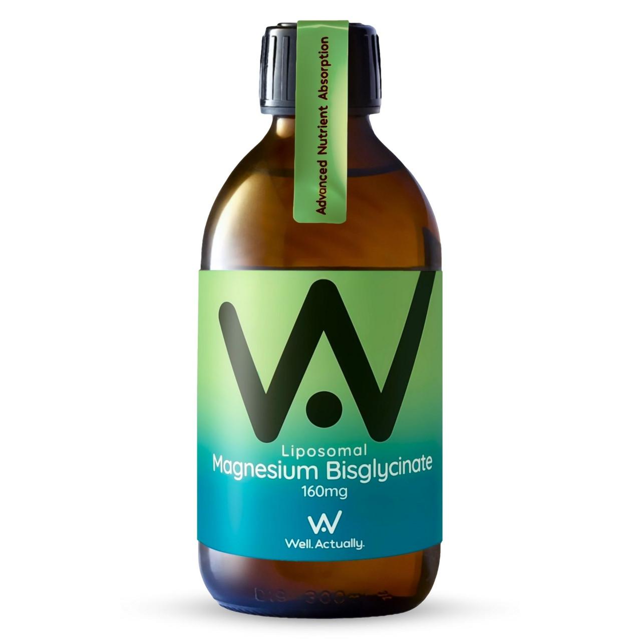 Well. Actually. Liposomal Magnesium Glycinate 160mg, Lime & Blackberry Flavour, 250ml Image 1