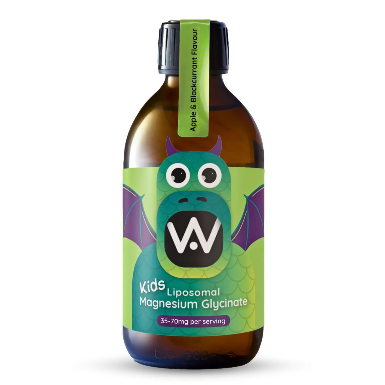 Well. Actually. Kids Liposomal Magnesium Glycinate 35-70mg, Apple & Blackcurrant Flavour, 250ml Image 1