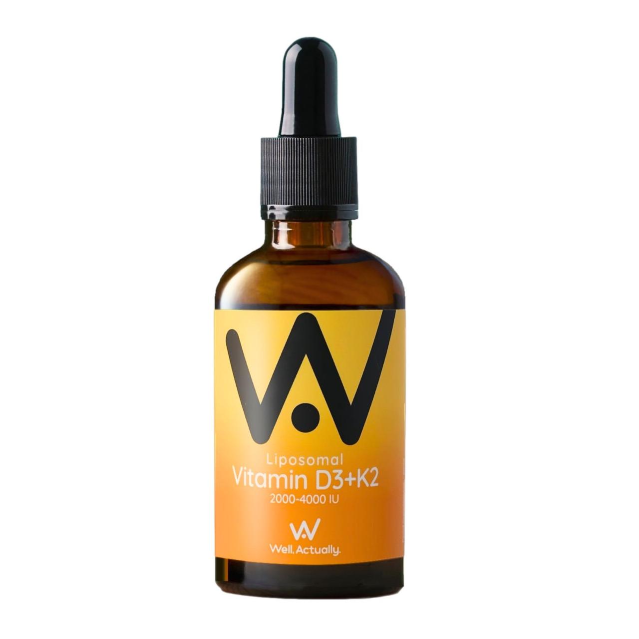 Well. Actually. Liposomal Vitamin D3+K2 Pipette 2000-4000IU, Orange & Mango Flavour, 60ml Image 1