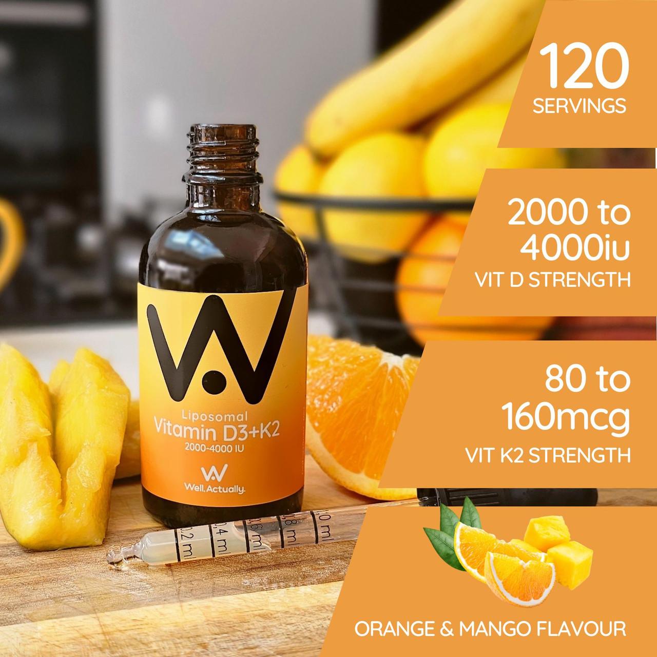 Well. Actually. Liposomal Vitamin D3+K2 Pipette 2000-4000IU, Orange & Mango Flavour, 60ml Image https://cdn11.bigcommerce.com/s-g585yu857h/images/stencil/1280w/products/14749/26179/5060298860217_3__57075.1768898831.jpg1
