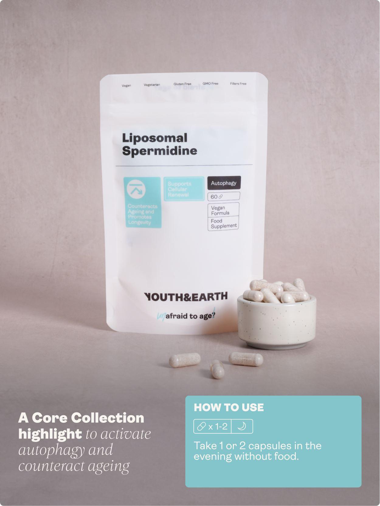 Youth & Earth Liposomal Spermidine 60 Capsules Image https://cdn11.bigcommerce.com/s-g585yu857h/images/stencil/1280w/products/14790/26670/5060732960664_3___92892.1783595794.jpg1