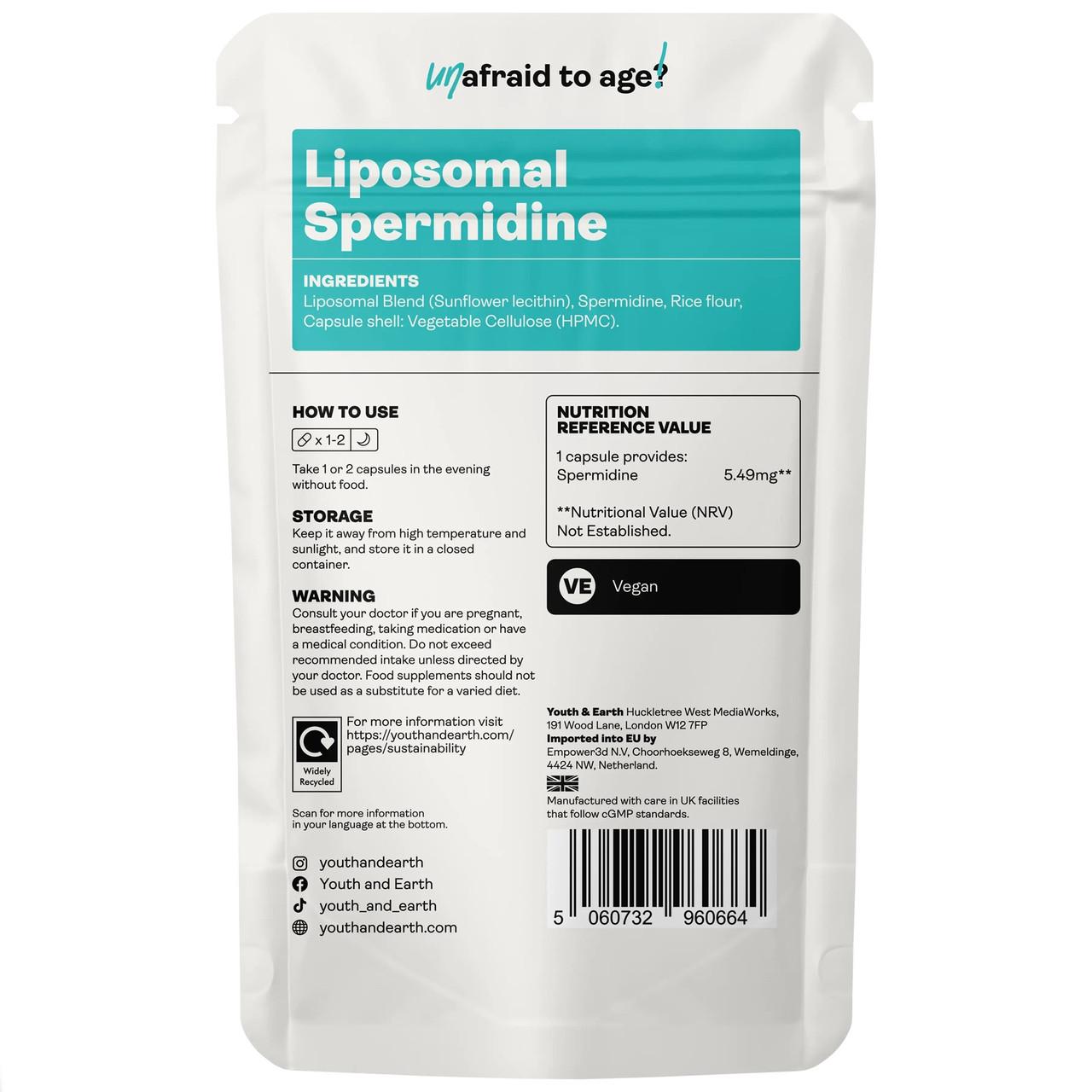 Youth & Earth Liposomal Spermidine 60 Capsules Image https://cdn11.bigcommerce.com/s-g585yu857h/images/stencil/1280w/products/14790/29882/0164564_2copy_23e7807d-a35b-4831-ac85-75d21cc59341__65123.1776780247.jpg1