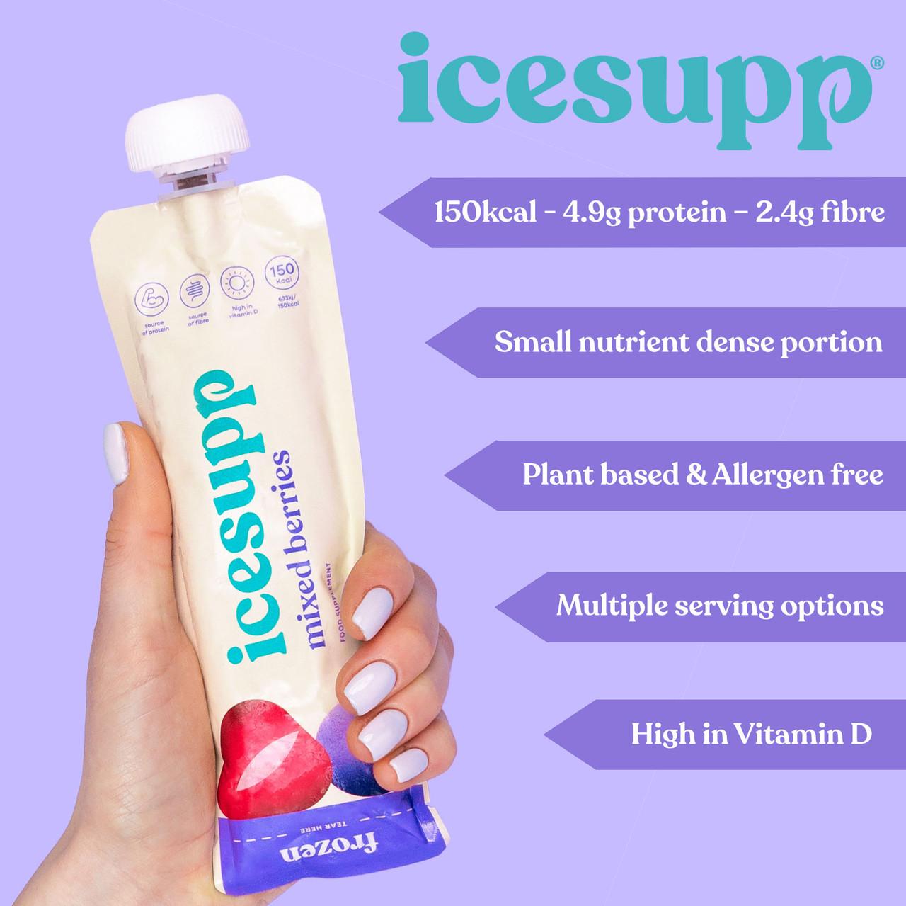 Icesupp Frozen Nutritional Supplement Mixed Berries 12 Pack Image https://cdn11.bigcommerce.com/s-g585yu857h/images/stencil/1280w/products/14818/29784/Holding-Berry-usp__97197.1785920236.jpg1