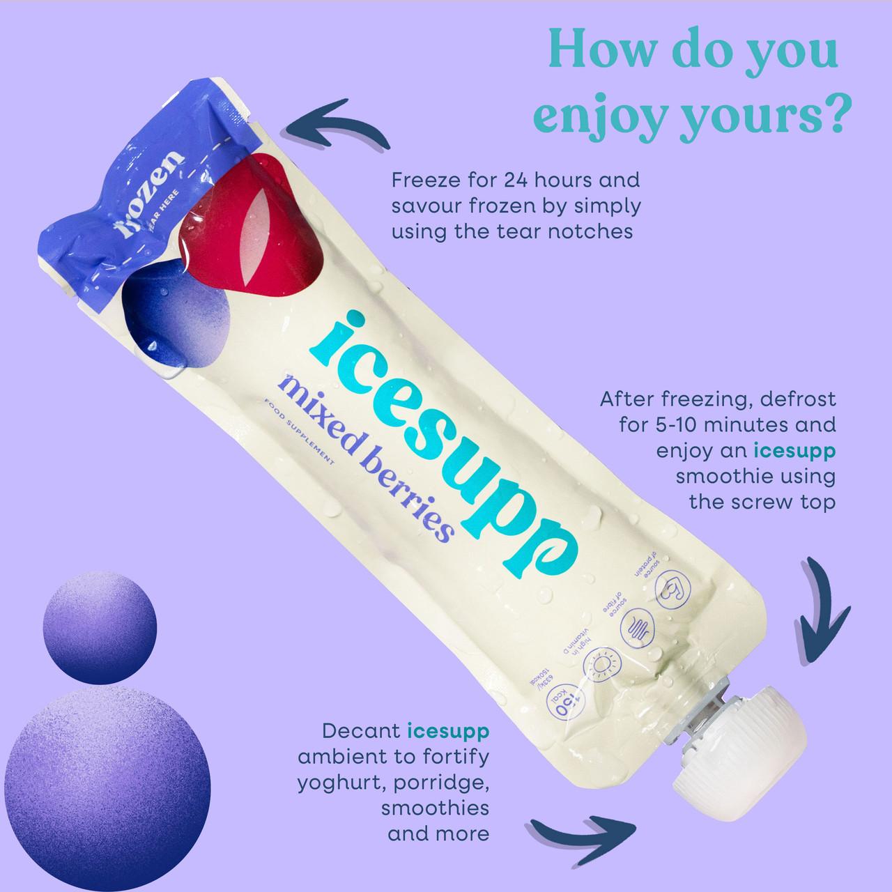 Icesupp Frozen Nutritional Supplement Mixed Berries 12 Pack Image https://cdn11.bigcommerce.com/s-g585yu857h/images/stencil/1280w/products/14818/29785/Icesupp-Berries_use__23449.1776355862.jpg1