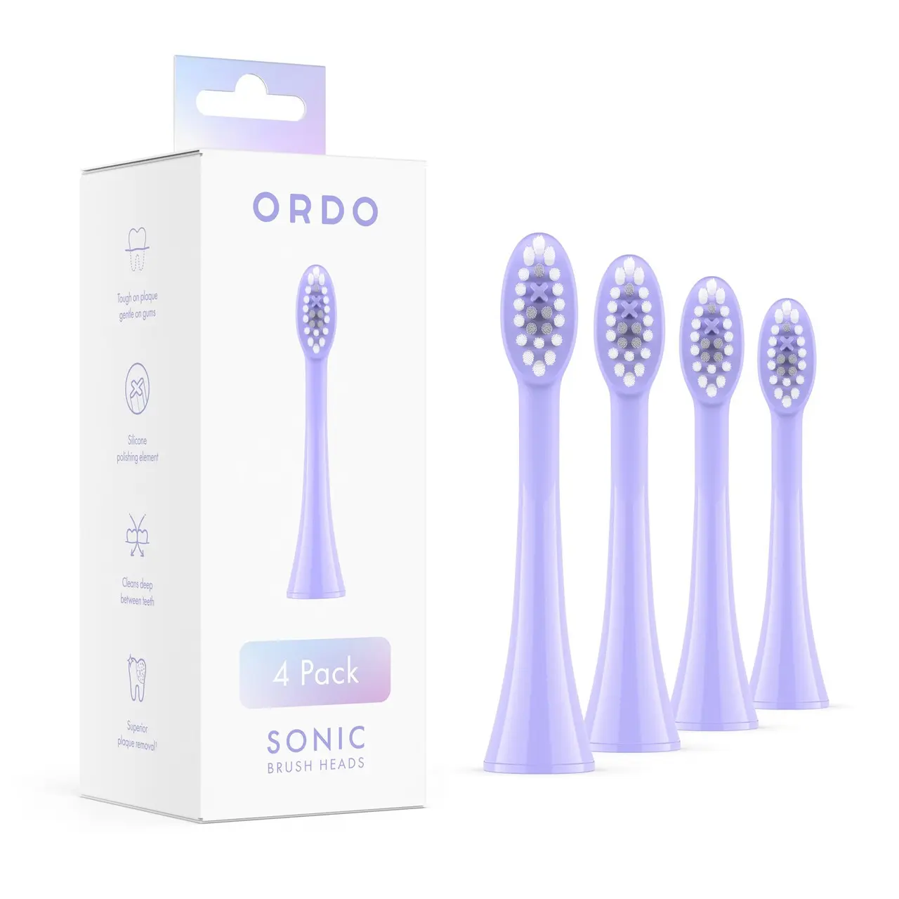 Ordo Sonic Electric Brush Heads Violet 4 Pack Image 1