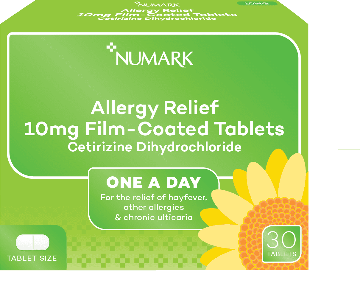 Numark Allergy Relief Cetirizine 10mg Film-Coated 30 Tablets Image 1