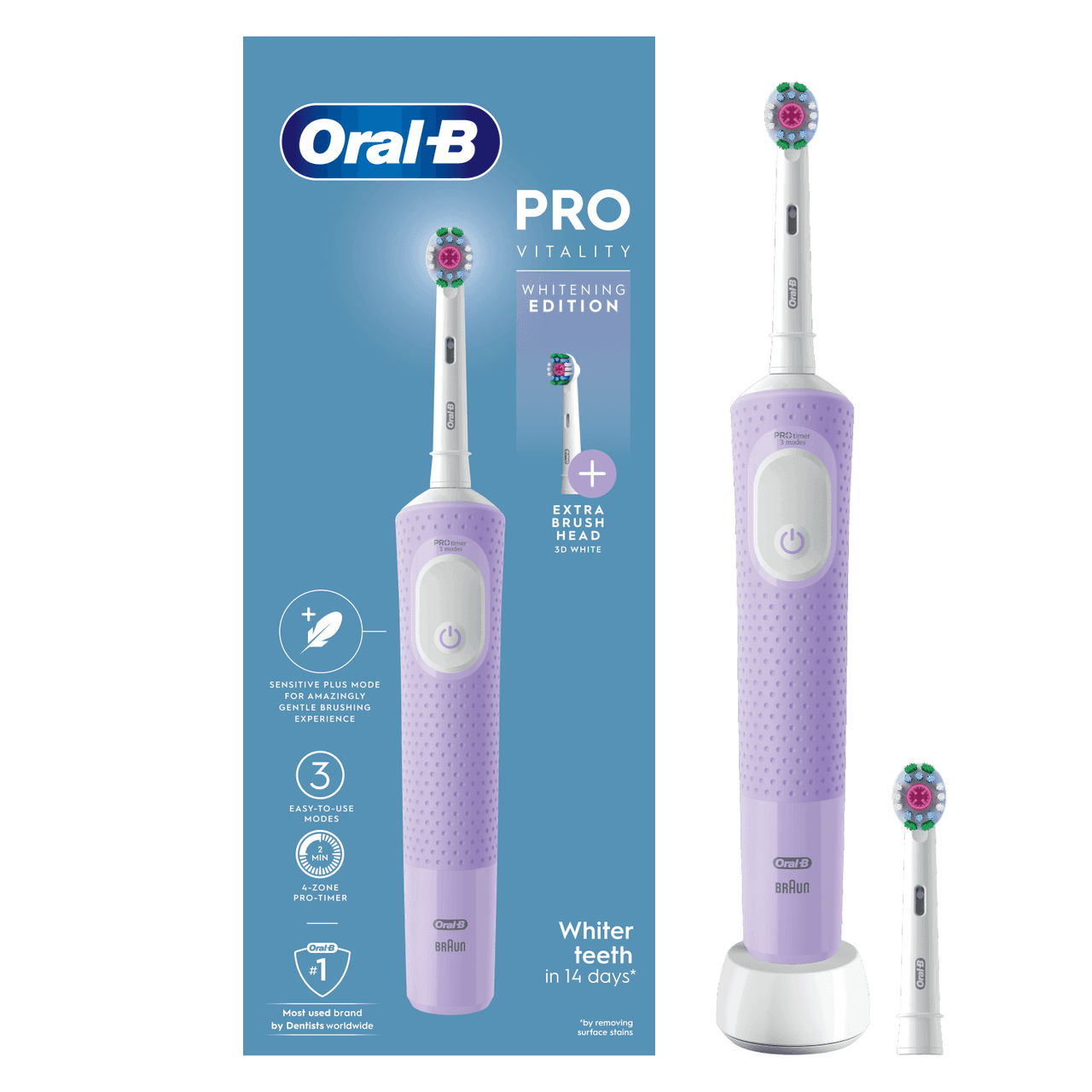 Oral-B Vitality Pro Electric Toothbrush Lilac + Extra Brush Head Image 1