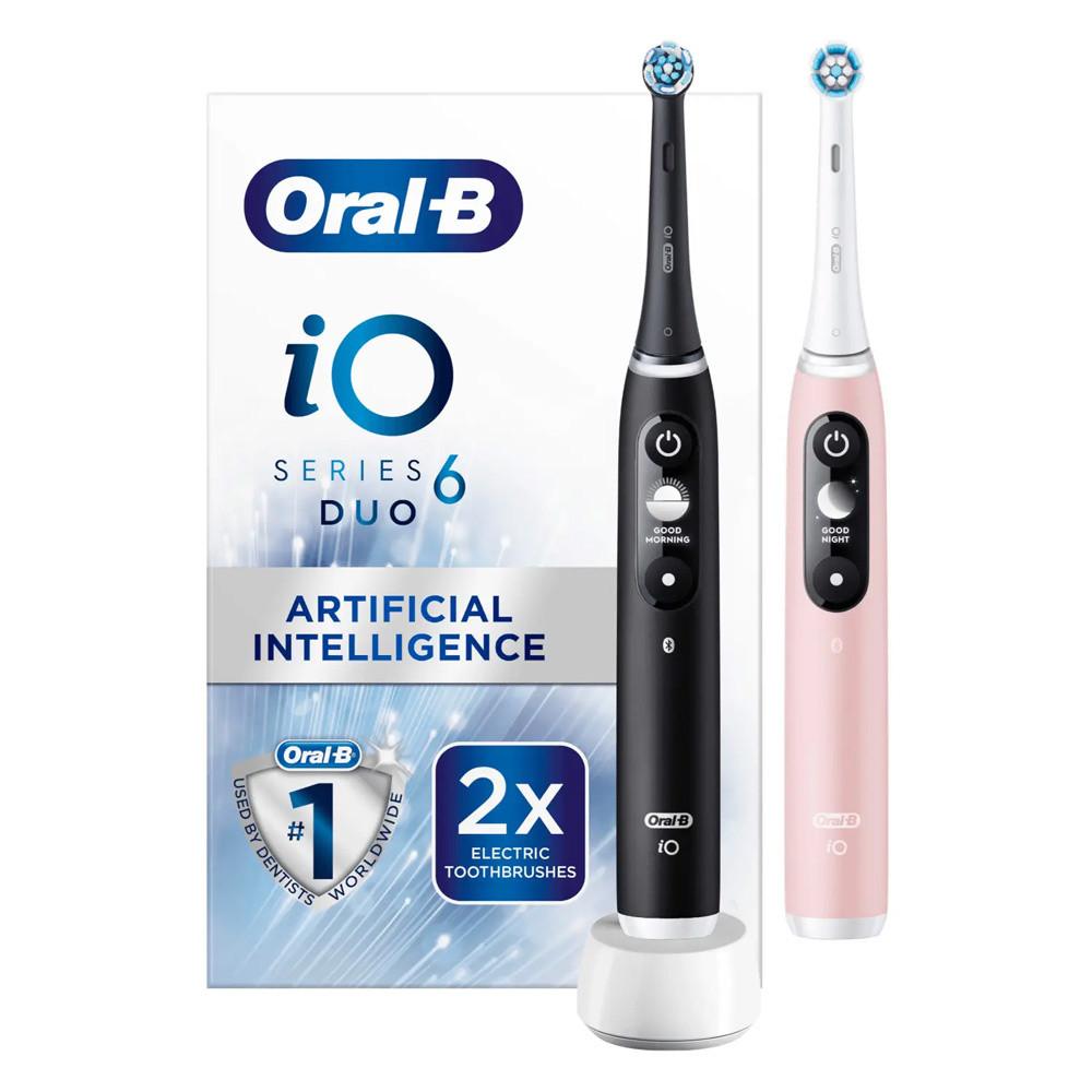 Oral-B iO6 Black Lava & Pink Sand Electric Toothbrush Duo Image 1