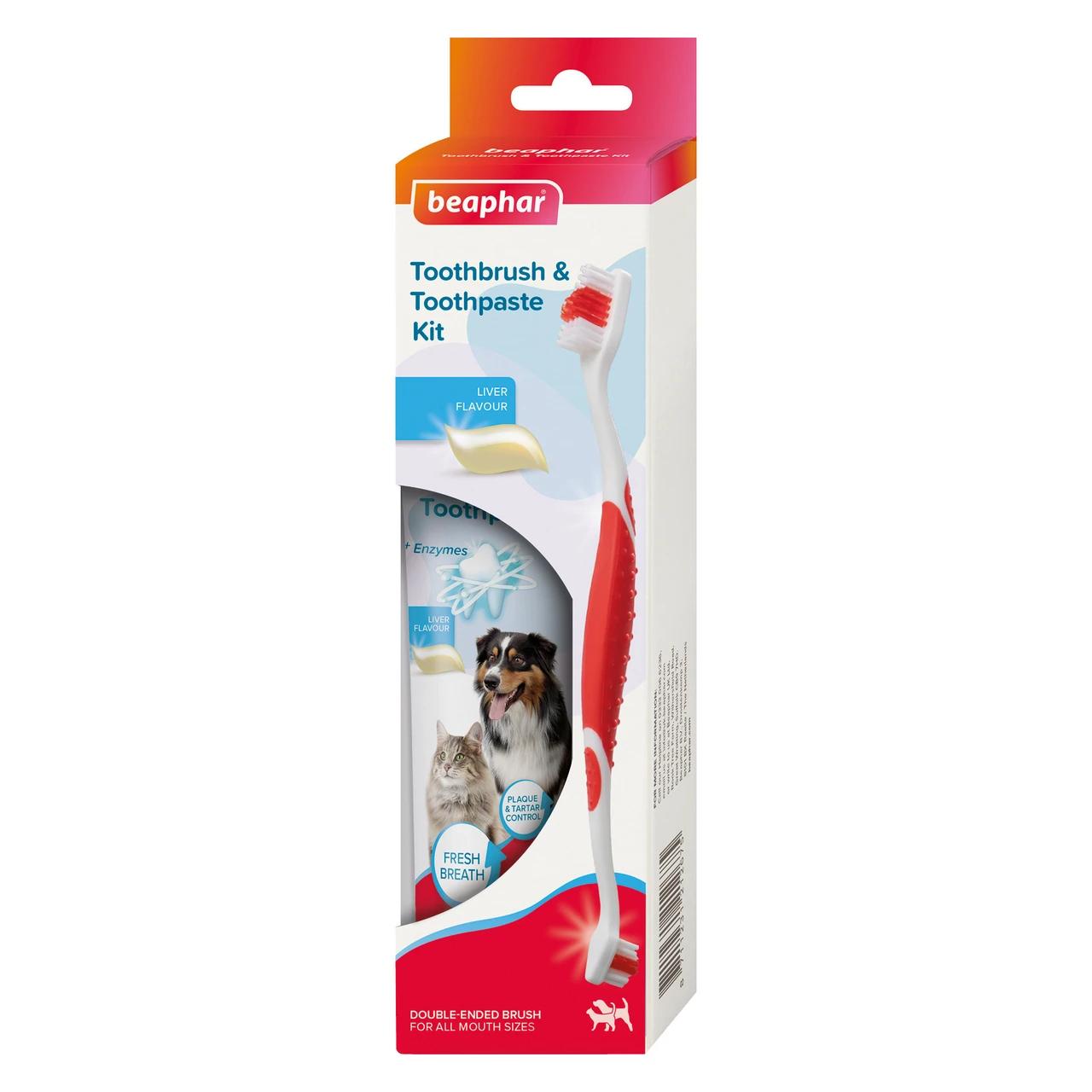 Beaphar Toothbrush & Toothpaste Dental Care Kit for Cats and Dogs Image 1