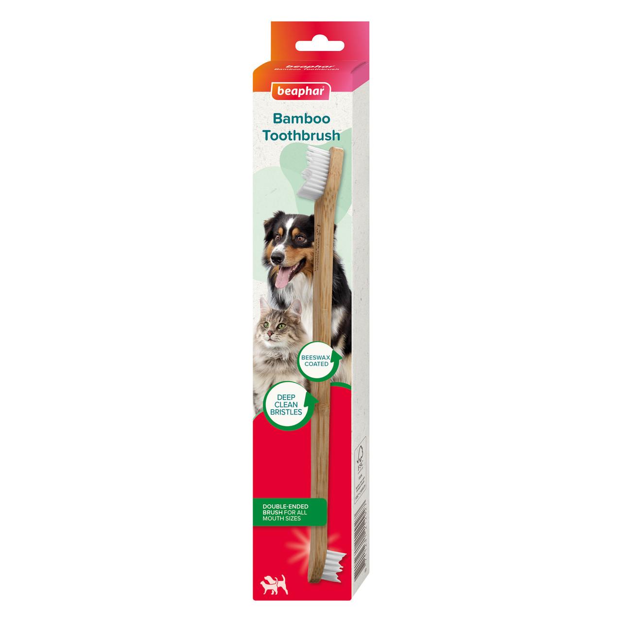 Beaphar Doubled-Ended Bamboo Toothbrush for Cats and Dogs Image 1